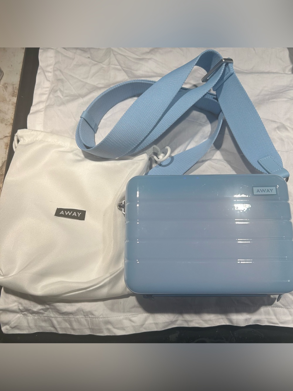 AWAY The Mini Crossbody in Glazed Opal Blue